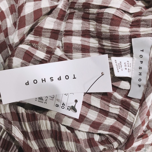 Topshop Dress Gingham Ruffle Mini Size 8 New w/Tag - Picture 12 of 14